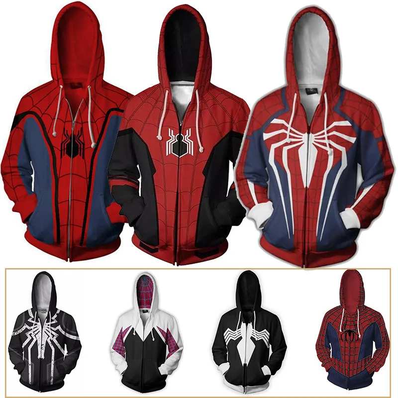 

Spider Hoodie Men Cosplay Costume Sweatshirt Far From Home Superhero Casual Hoodies Jackets Coat Spring Autumn Man Tops