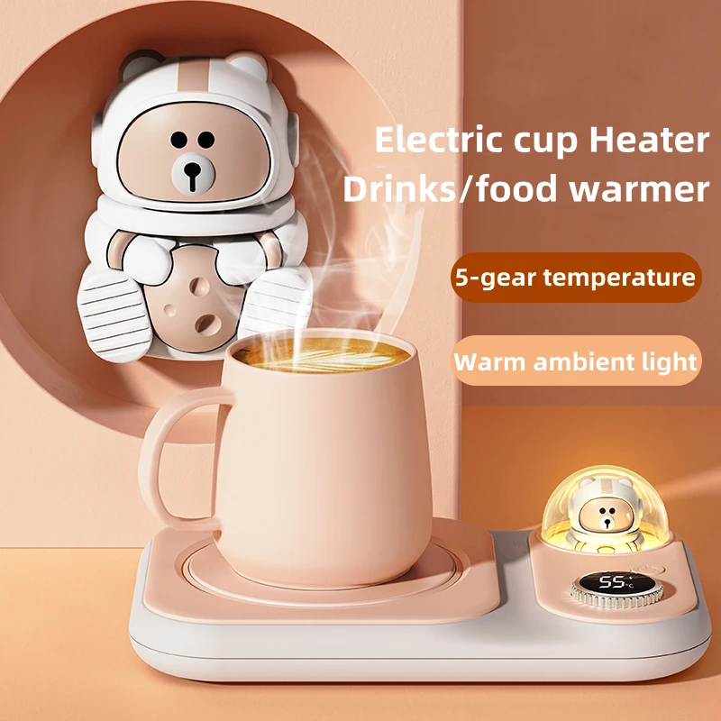 Home Office Desktop Electric Milk Tea Heat Coaster Coffee Mug Heating Mat with Warm Lamp 5 Gear Constant Temperature Cup Warmer