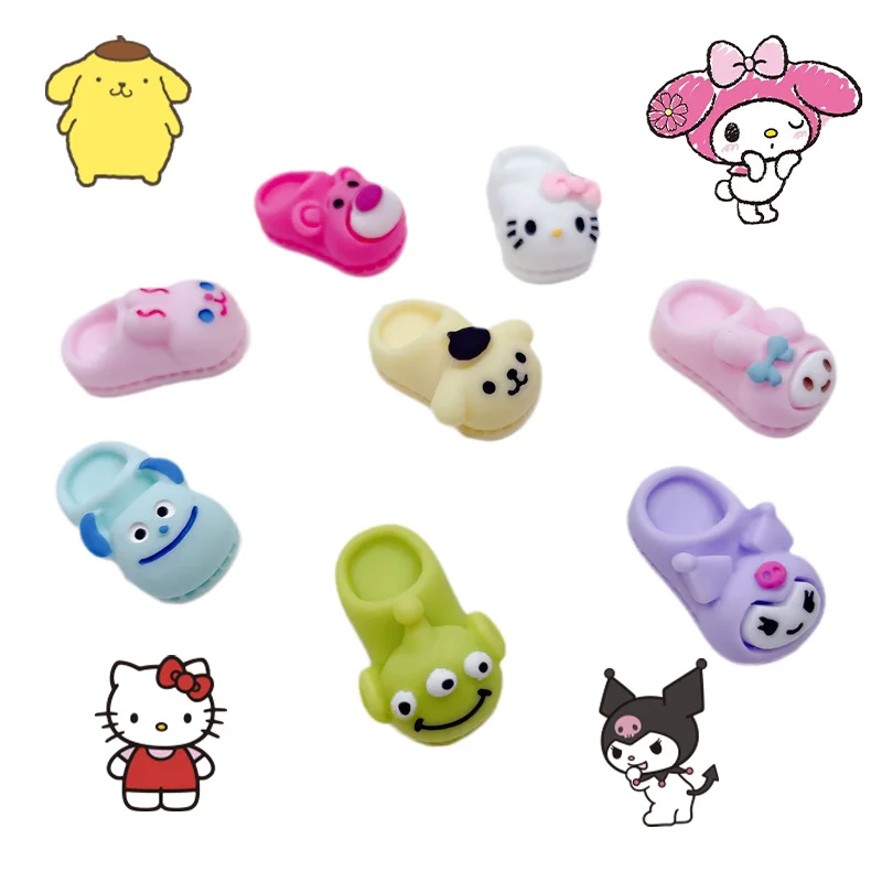 

New Cartoon Animal Slippers Modeling Resin Jewelry Material Kawaii Sanrioed MyMelody Kuromi DIY Phone Case Hairpin Accessories