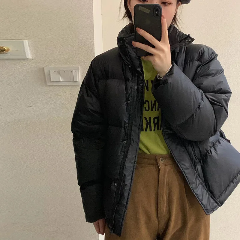 Short Down Jacket 2022 Winter New Candy-Colored Stand-Up Collar Single-Breasted Thickened White Duck Down Casual Bread Coat