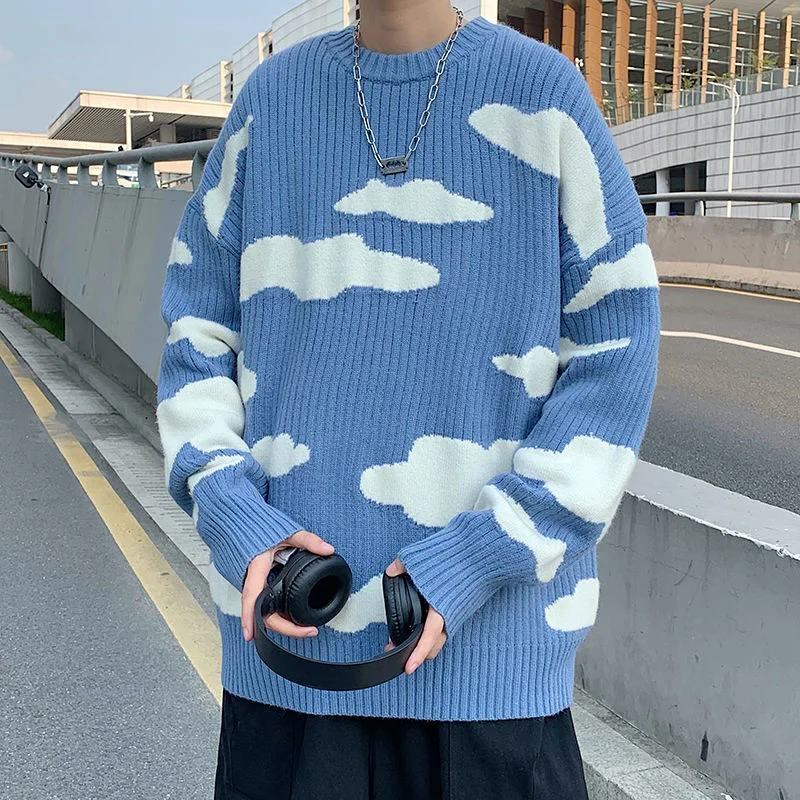 Japanese Fresh and Lazy Style Sweater Men's Fashion Ins Loose and Versatile Vintage Lovers' Sweater Men's and Women's Fashion