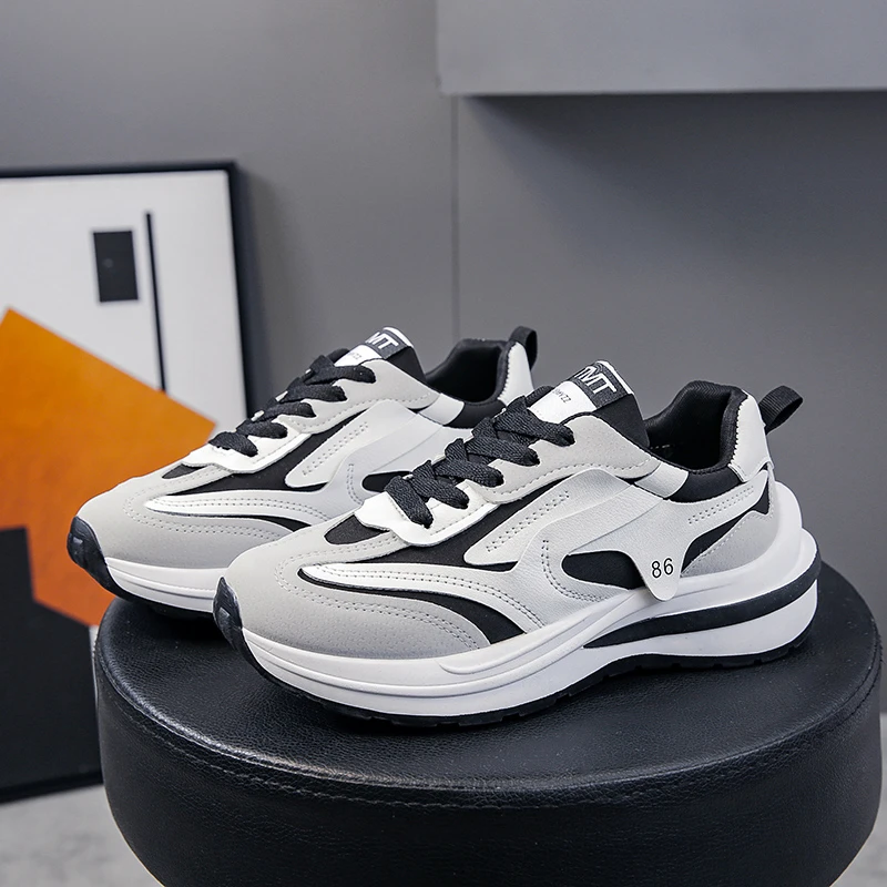 

Черные кроссовки на платформе, женские теннисные кроссовки для бега, массивные кроссовки, женская модная спортивная обувь, элегантная повс...