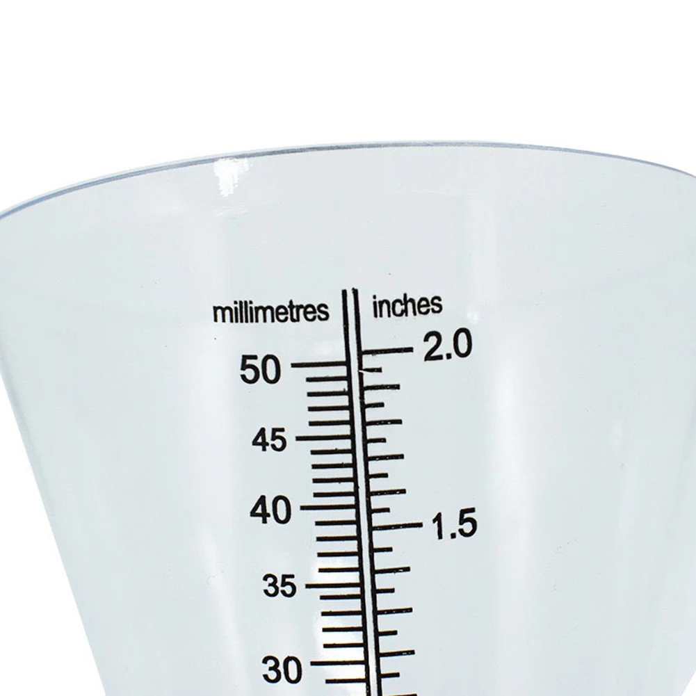

Garden Plug-in Cone Rain Cup Plastic Transparent With Scale Insert Ground Install On Fence Deck Building 50mm Max Measure Range