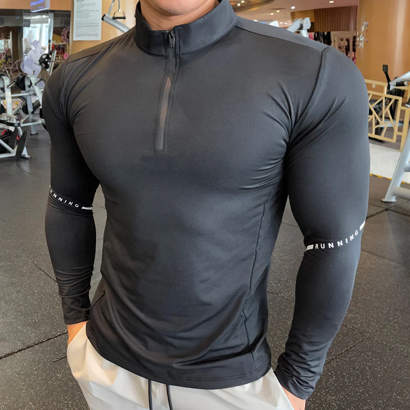 High Quality Quick Dry Men Running T Shirt Fitness Shirt Training Exercise Clothes Gym Sport Shirt Tops Lightweight Long Sleeve