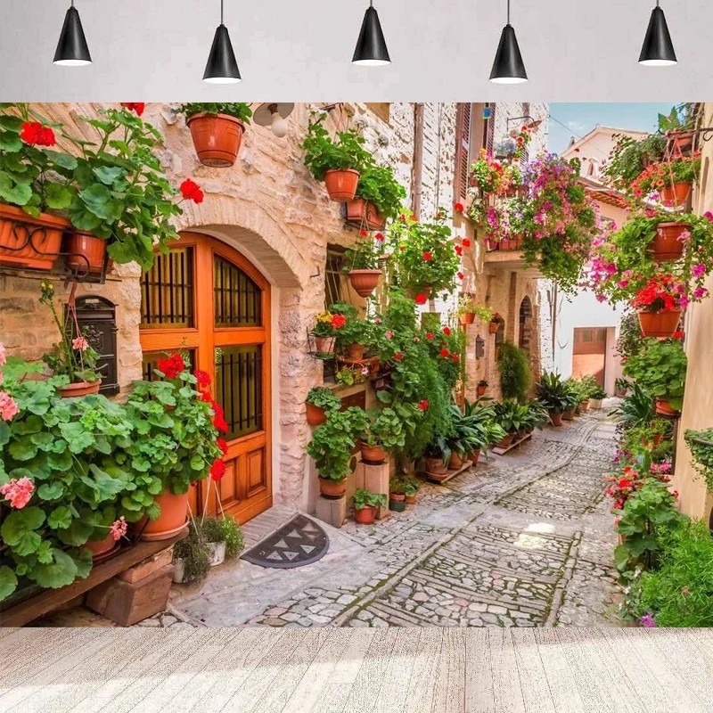 Фон для фотосъемки Италии город улица итальянской тематики весенний пейзаж