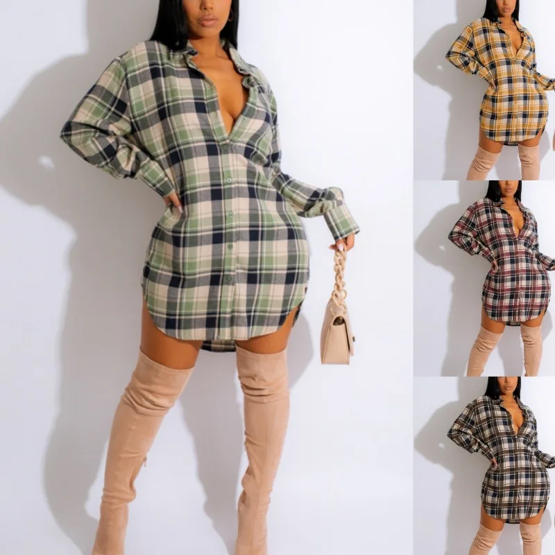 

Plaid Christmas Dress Women Long Sleeve Party Female Mini Dress Loose Elegant Dresses Robes For Women Autumn Winter 2022