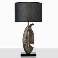 marble resin leaf table lamp fabric lampshade modern luxury metal bedside lamps living room study bedroom home decor lighting d