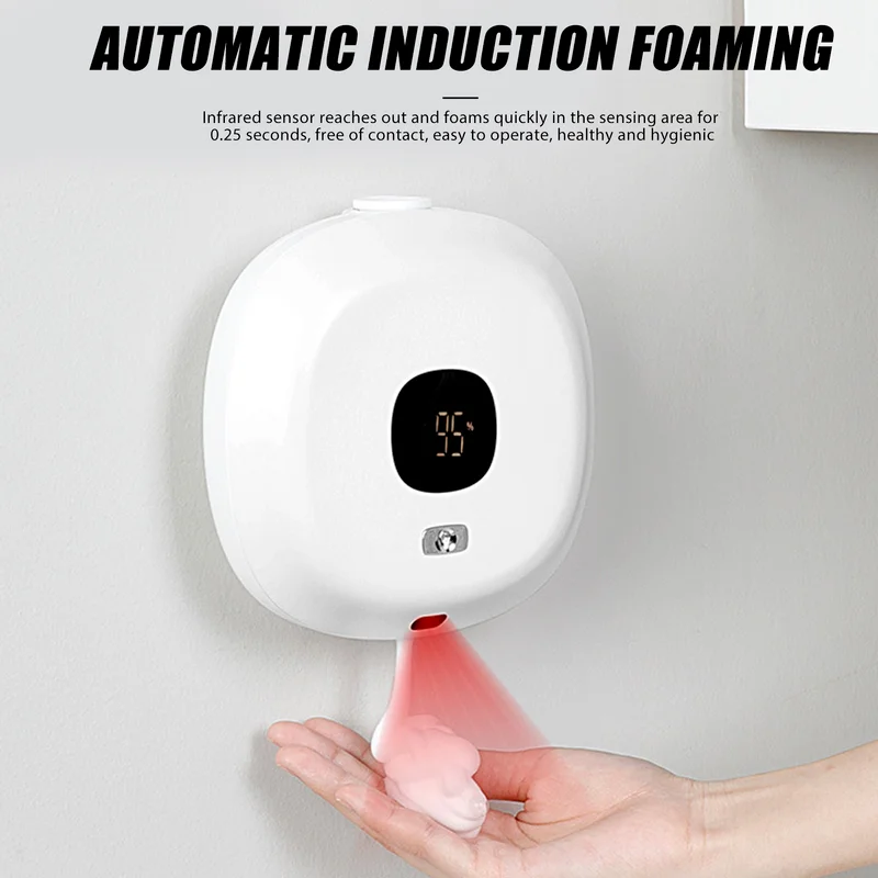 

Wall Mounted Foam Liquid Soap Dispensers 300ml Automatic Sensor Hands Sanitizer Bubble Machine for Home Bathroom Accessories