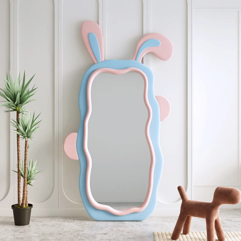 

Cute Decorative Frame Mirror Blocks Big Makeup Modern Maiden Aesthetic Full Length Mirror Pink Creative Espejo Home Furniture