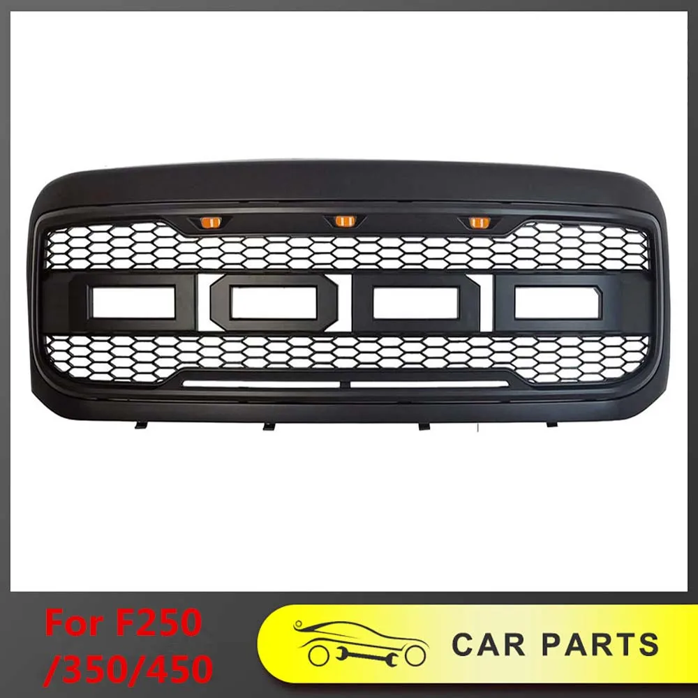 

Модифицированный передний радиатор для FORD F250/F350/F450 1999-2004, гоночный бампер, грили с янтарсветодиодный светодиодной лампой