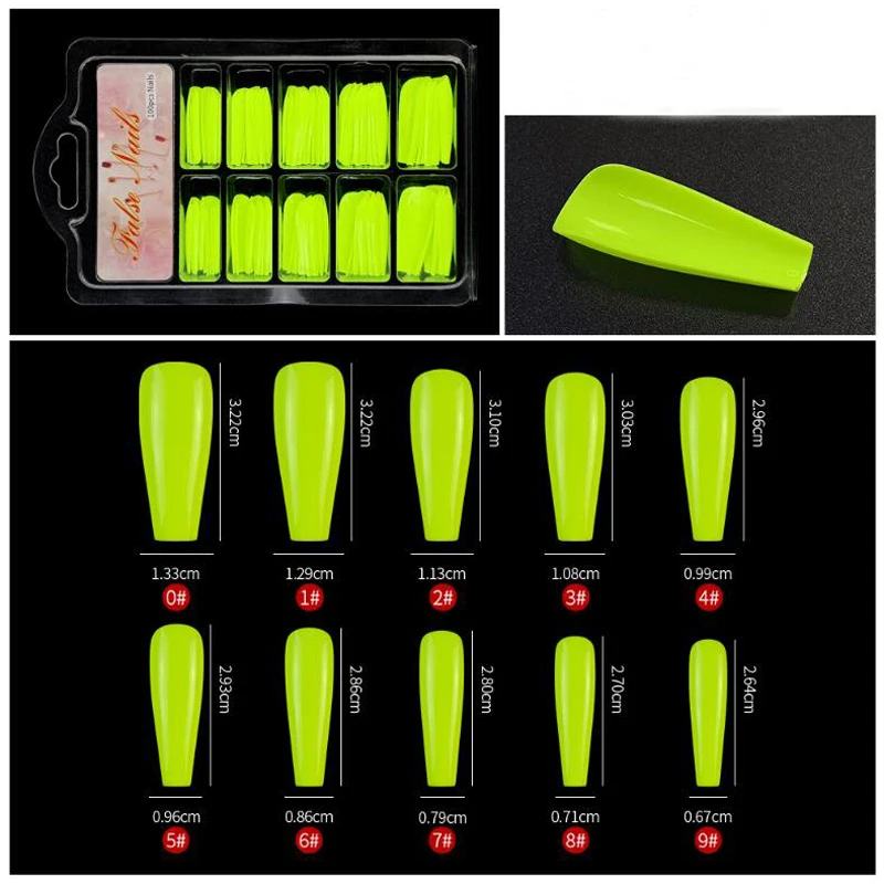 100 шт. длинные накладные ногти ярких цветов полное покрытие набор патчей сделай