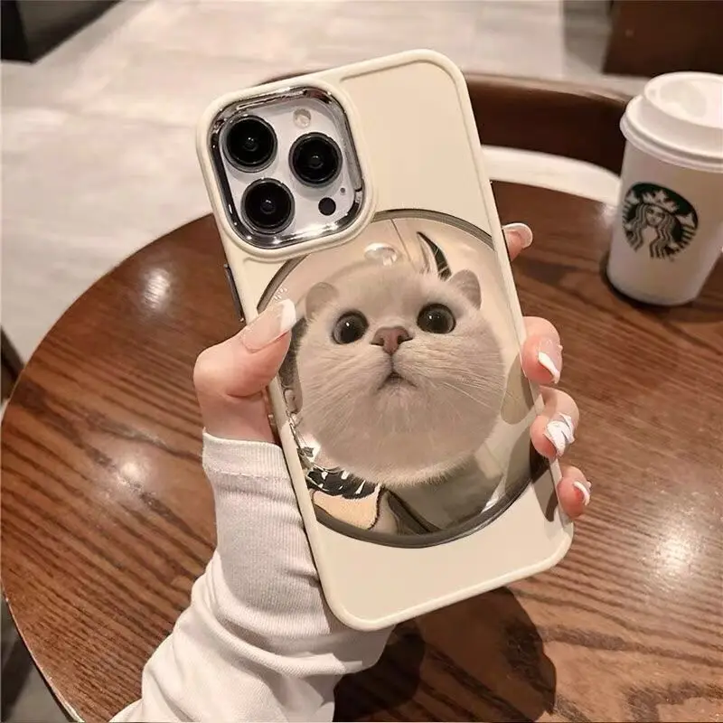 Противоударный чехол для телефона с милым котом iphone 15 pro max 14 plus 13 11 12 силиконовая
