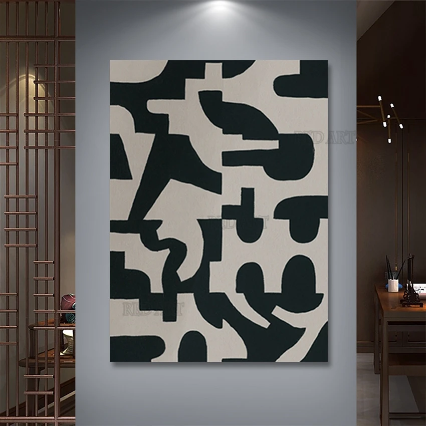 Ручная роспись абстрактный черный дизайн картина маслом большая настенная