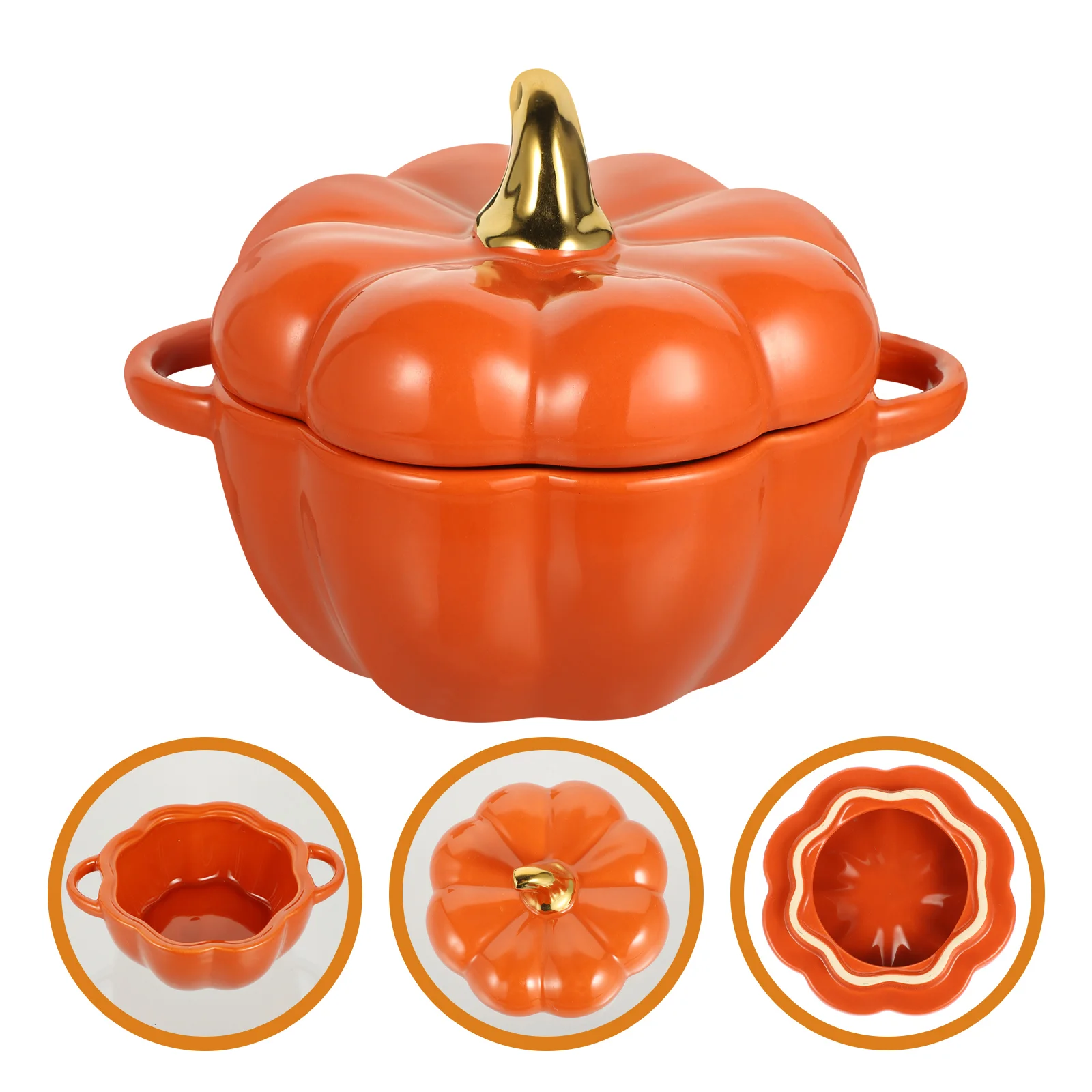 

Pumpkin Bowl Soup Mug Lid Portable Ceramic Container Storage Bowls Oven Ceramics Rice Child Lids