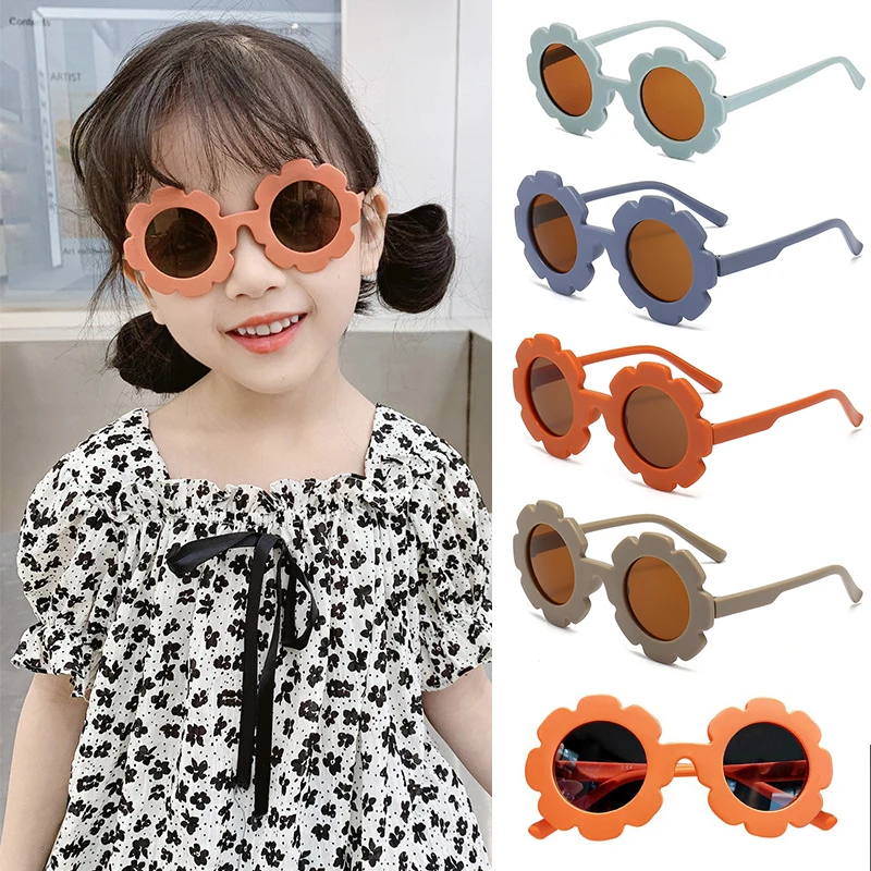 

Children Flower Sunglasses Cute UV400 Protection Sun Glasses Colorful Frame Korean Kids Girls Boys Light Decor Mirror Glasses
