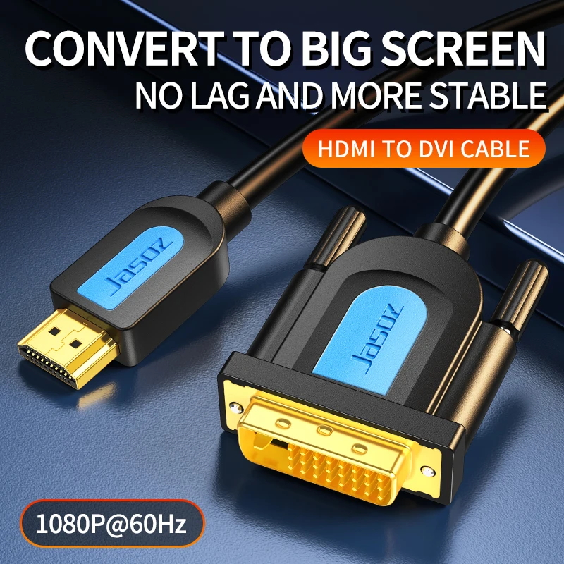 Jasoz Кабель HDMI-DVI Bi-direction DVI-D 24 + 1 папа к HDMI Мужской высокоскоростной кабель-адаптер для Xbox HDTV PS4 DVI к HDMI кабель