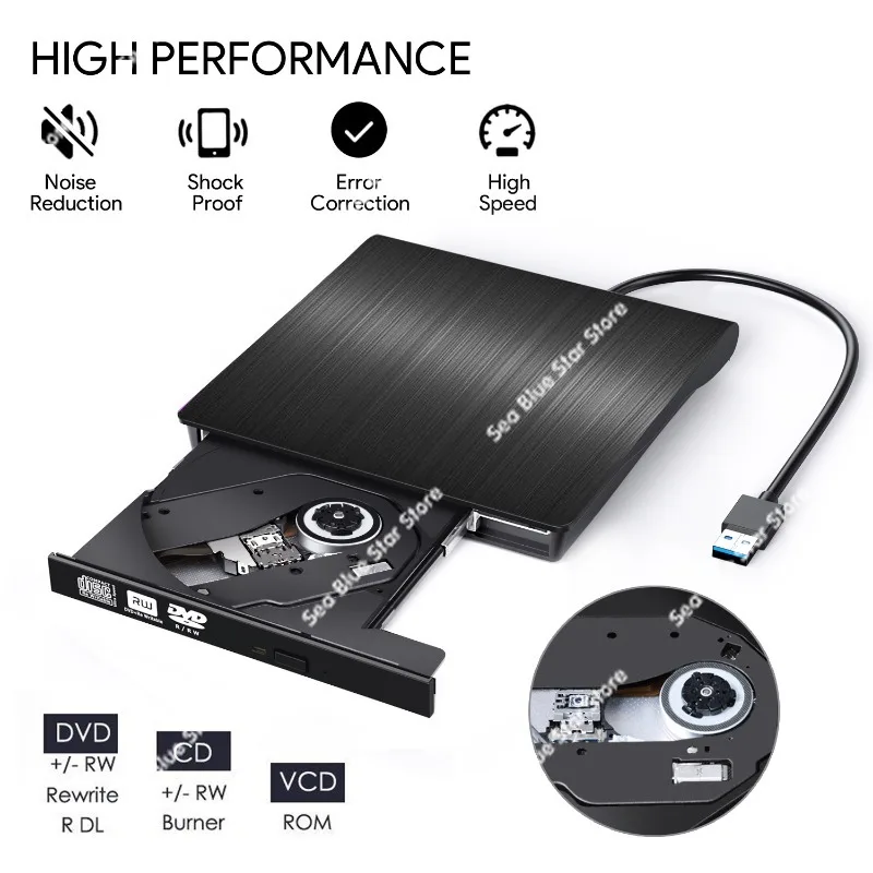 Фото Внешний оптический привод USB 3.0, портативный внешний DVD-рекордер, внешний привод типа C №5