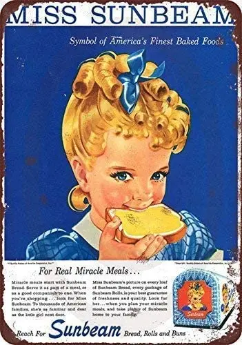 Новый жестяной знак Алюминиевый Ретро 1950-х годов Miss Sunbeam хлеб винтажный