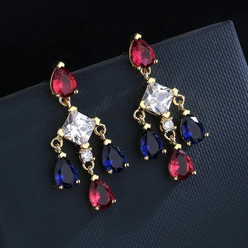 S925 silver needle Korean version long tassel earrings women's all-match high-end sense palace dream purple crystal earrings