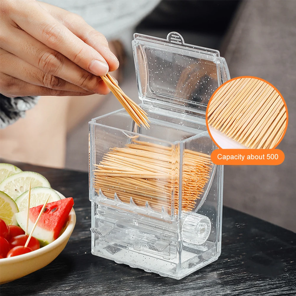 

2pcs Anti Slip Kitchen Storage Box PC Plastic Knob Switch Lightweight Toothpick Dispenser Large Capacity Transparent Holder
