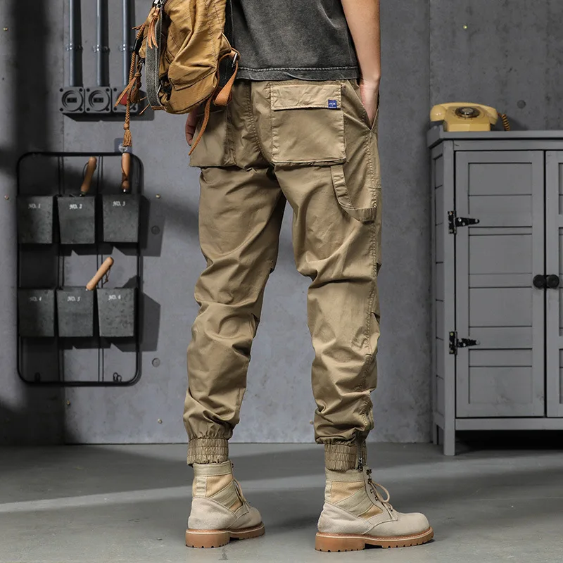 Casual Pants Men's Spring and Summer Thin Section Loose Beam Feet Multi-pocket Overalls Patch Pocket Nine-point Pants