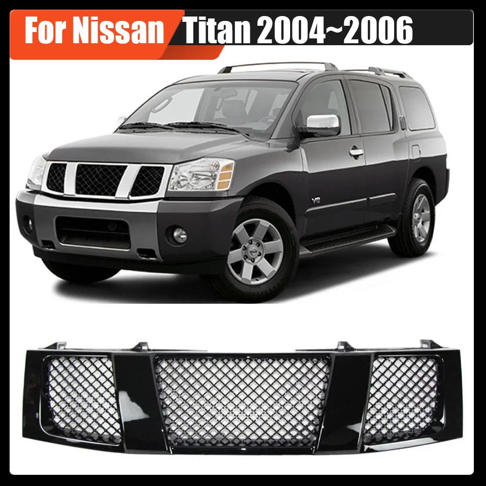 

Front Bumper Mask Type ABS Gloss Black Racing Grille Radiator Grills Car Styling Accessoires For Nissan Titan 2004~2006