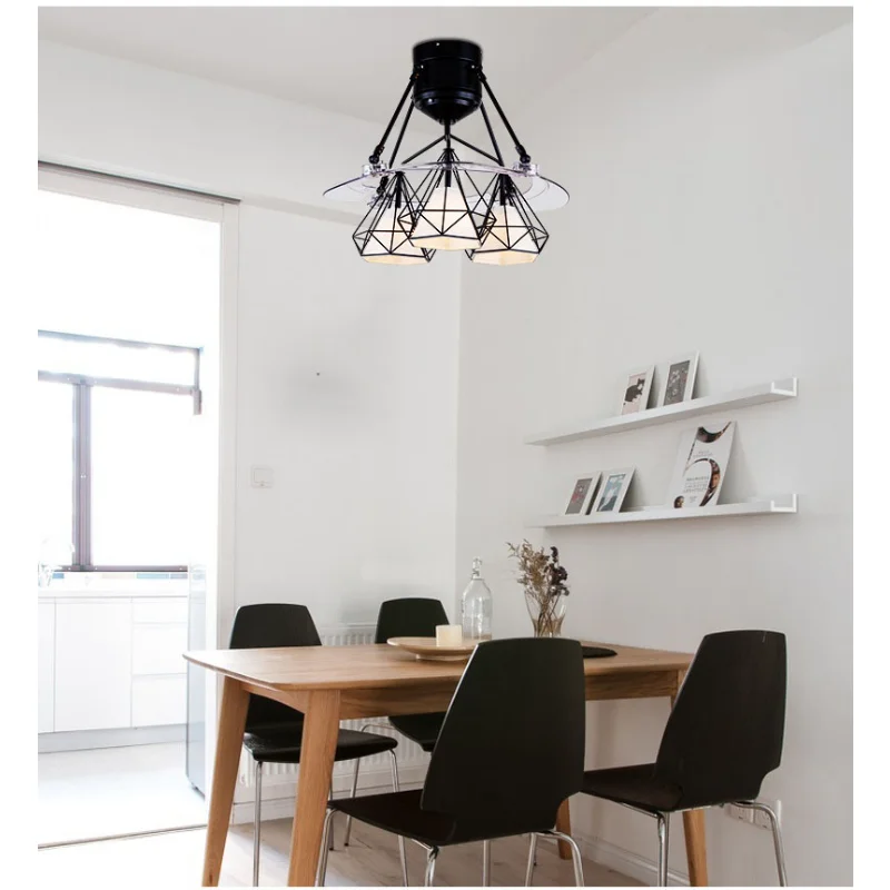 

Pendant Lights Led Celing Fan Lamp Chandelier Art Nordic modern simple restaurant energy saving frequency conversion invisible