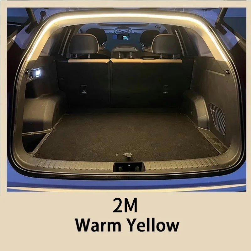 

12 В, динамическая текущая светодиодная лента для багажника автомобиля, высокая яркость, проводка, автоматическое определение, световая лента для задней двери, установка без инструментов