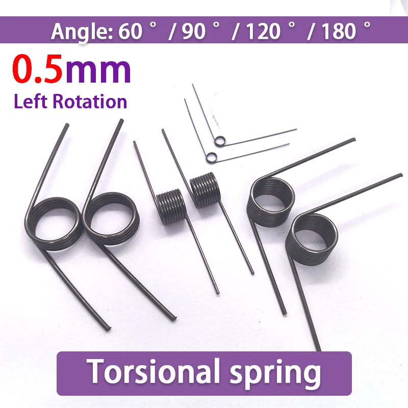 

Торсионные пружины из стали 65Mn, 0,5 мм, левое вращение, 10 шт.