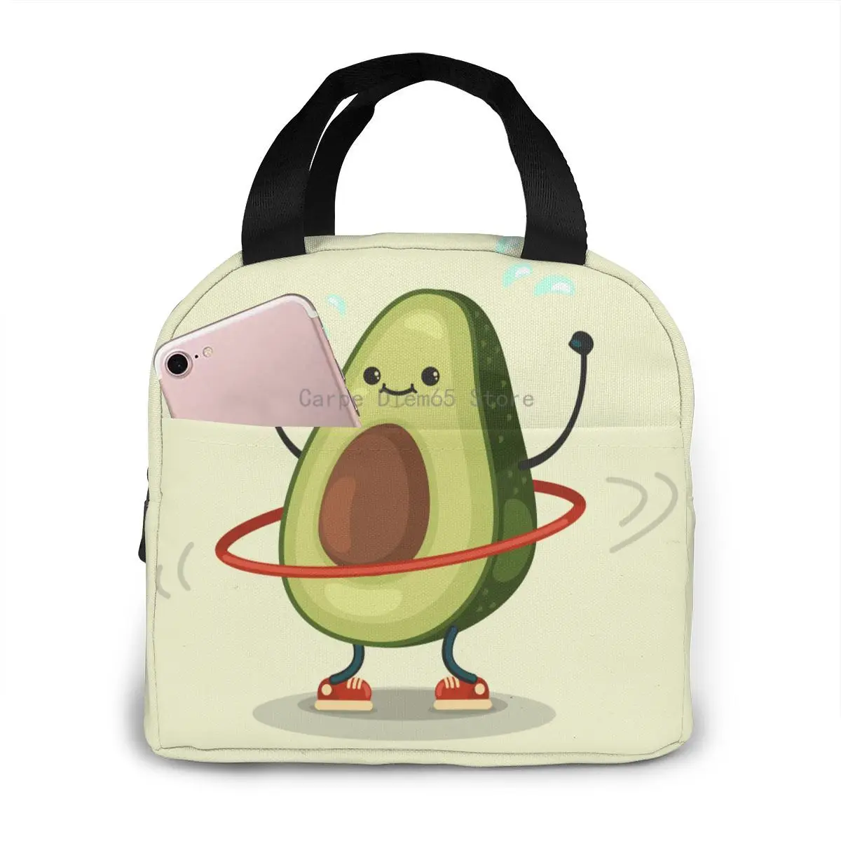 

Lunch Bag Cute Avocado Doing Exercises Thermal Insulated Lunch Box Tote Cooler Bag Bento Pouch Lunch Container Food Storage Bag