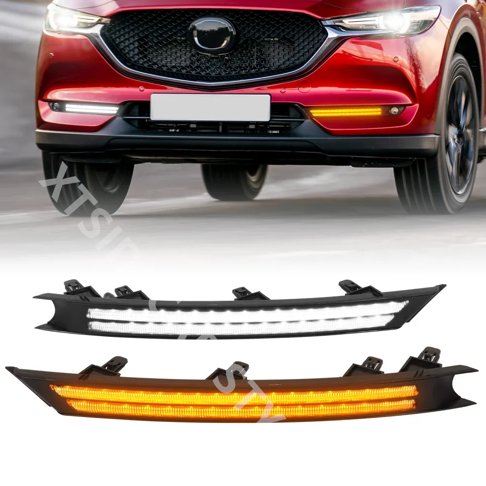 Фото XTSIDI указатели поворота для Mazda CX5 CX-5 2021 2017-2020, противотуманные фары, светодиодные дневные ходовые огни, передний бампер, авто светодиодные фонари №1