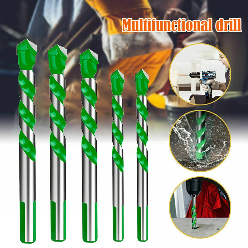 

5pcs Carbide Electric Drill Bit U-shaped Spiral Groove Opening Holes 6/6/8/10/12mm For Glass Ceramic Tile Marble Wood Brick