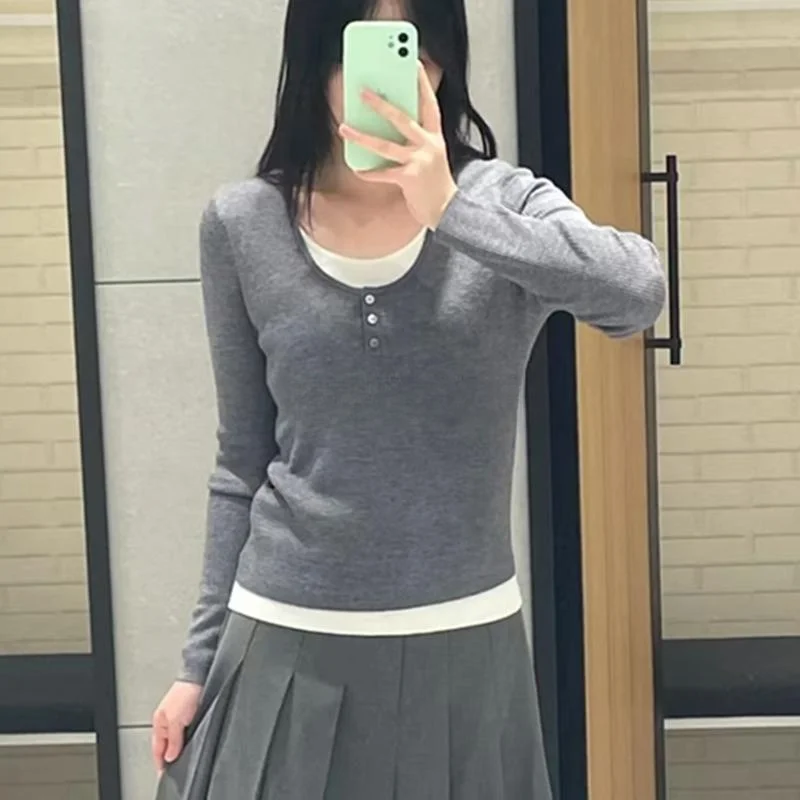 2024 осенне-зимняя одежда микрофон такой же новый универсальный облегающий