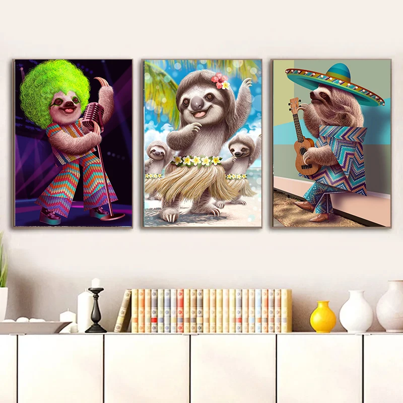 Забавные милые постеры с изображением ленивецов семьи еды танцев животные на