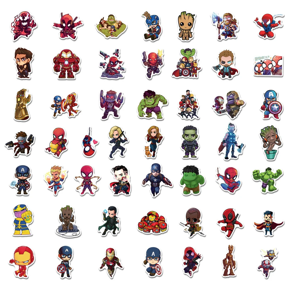 10/30/50/100PCS Disney Marvel The Avengers Captain America Spider-Man Stickers Super Hero Cartoon Decals Kids Anime Cool Sticker images - 6