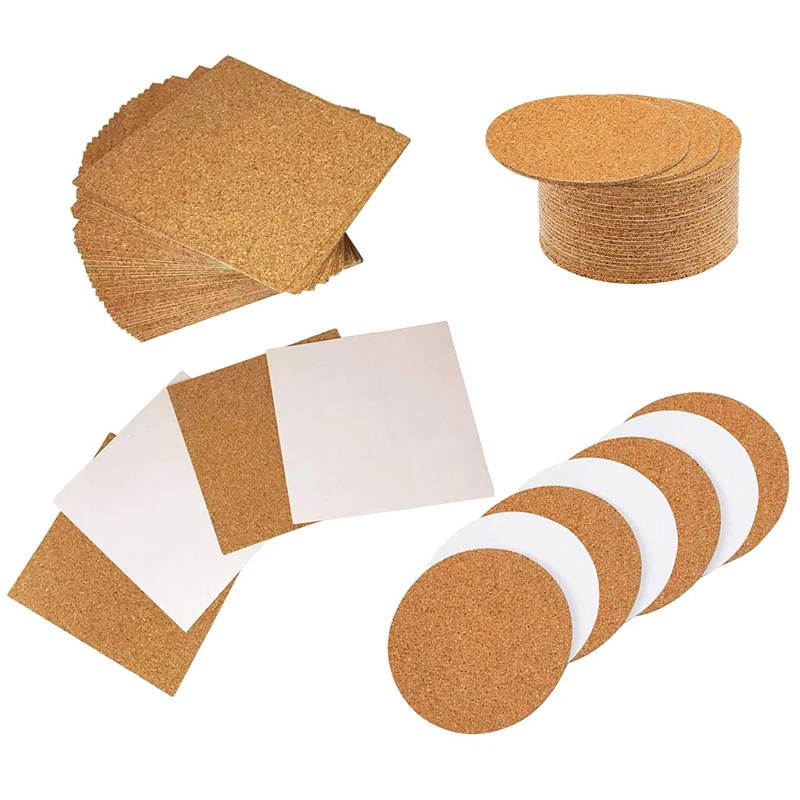 

Пробковые круглые и квадратные, 80 шт. в упаковке, пробковые листы для украшения стен, подставки для вечеринок и поделок своими руками