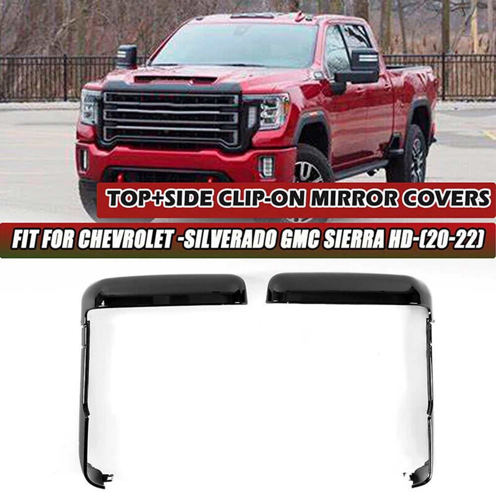 

Car Accessories Side Mirror Cover Side Clip-on 2500 / 3500 2020-2022 2PCS Black Top For GMC Sierra HD Glossy Black