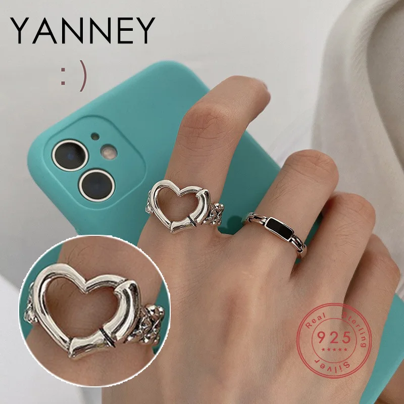 

YANNEY Silver Color Fashion Retro Love Open Ring For Woman Simple Square Index Finger Accessories Proposal Jewelry