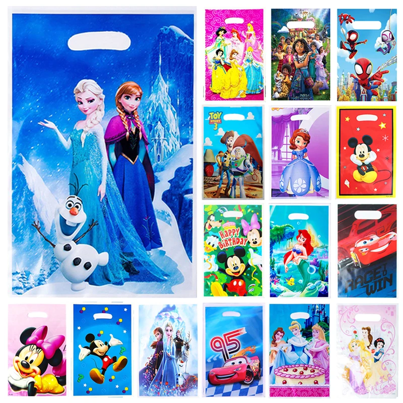 

Disney Birthday Party Decoration Gift Bags Frozen Princess Stitch Mickey Candy Bag Child Party Loot Bag Kid Favor Party Supplies