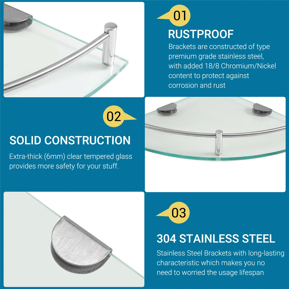 Полки для ванной комнаты стеклянная угловая полка настенная из закаленного