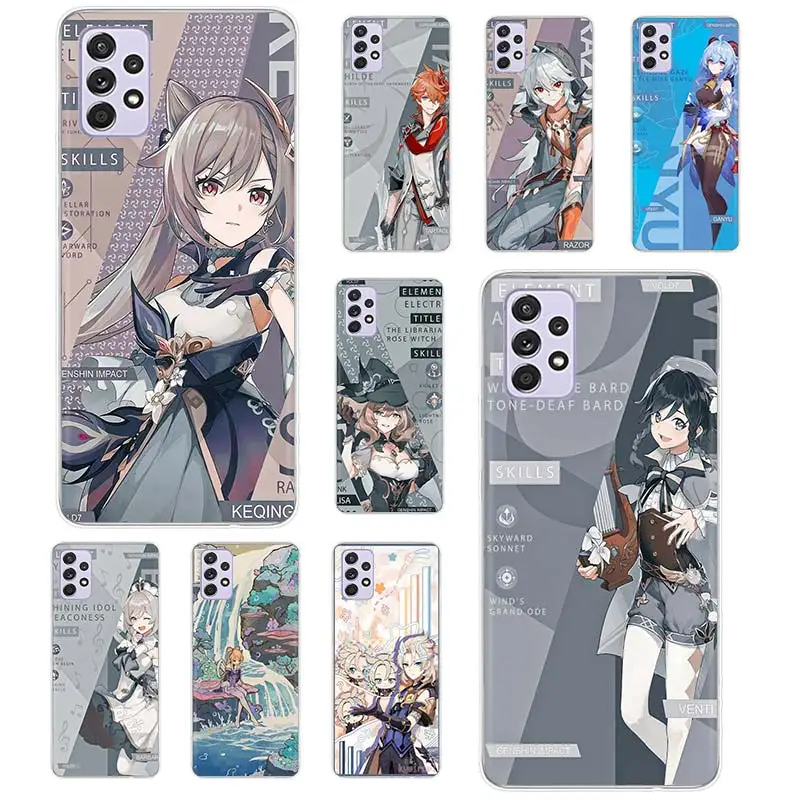 

Case Funda For Samsung Galaxy A52s A52 A73 A51 A71 A72 A12 A22 A32 A02s A21S A31 A41 Cartoon Anime Genshin Impact Cover Coque