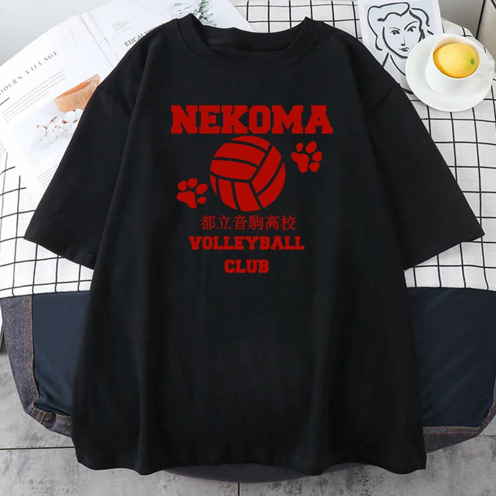 

Volleyball Club Red Print Women Trendy 2023 Goth Summer Tee Shirt Hip Hop Oversize Woman T-Shirts