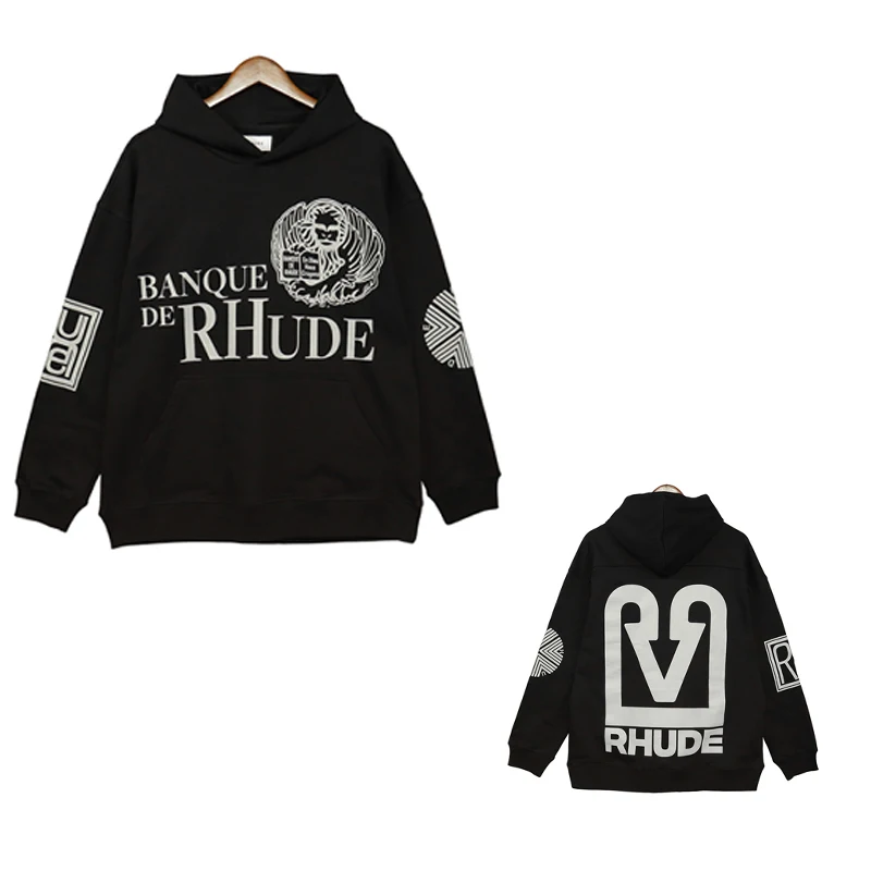 

High Quality Heavy Fabric Oversized Rhude Fashion HoodieMen and Women The Same Kind 1:1 Loose Pullovers RHUDE