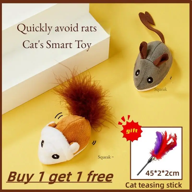 

Smart Running Mouse Cat Toy Interactive Random Moving Electric Cat Teaser Toys Simulation Mice Kitten Self-Playing Plush Toys