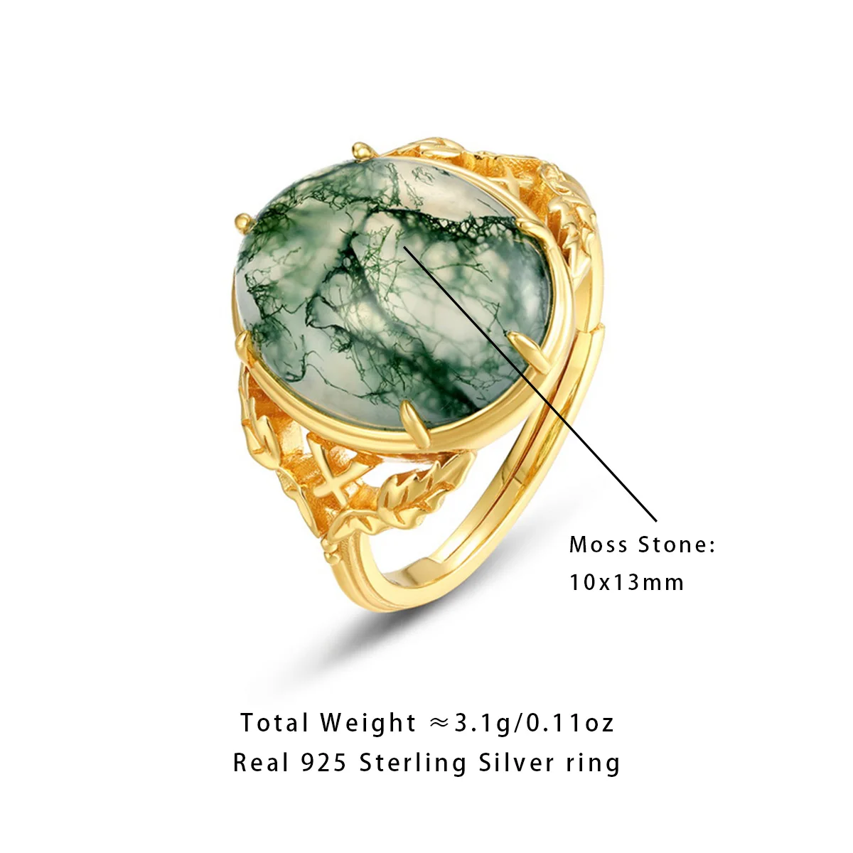 Овальное кольцо из стерлингового серебра 925 пробы