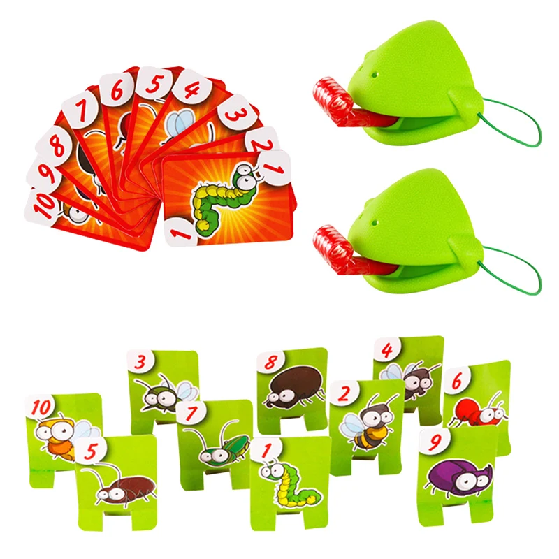 

Funny Toys Frogs Tongue Out Gags Desktop Game Toys Cards Board Game Chameleon Frog Mask Parent-child Family Party Toy