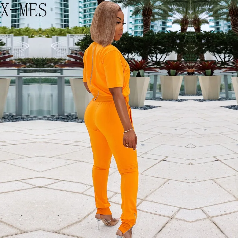 Women Solid Sportswear 2 Pieces Set Casual Fashion Round Neck Short Sleeve Drawstring Trousers Autumn New Sports Outfits Commute