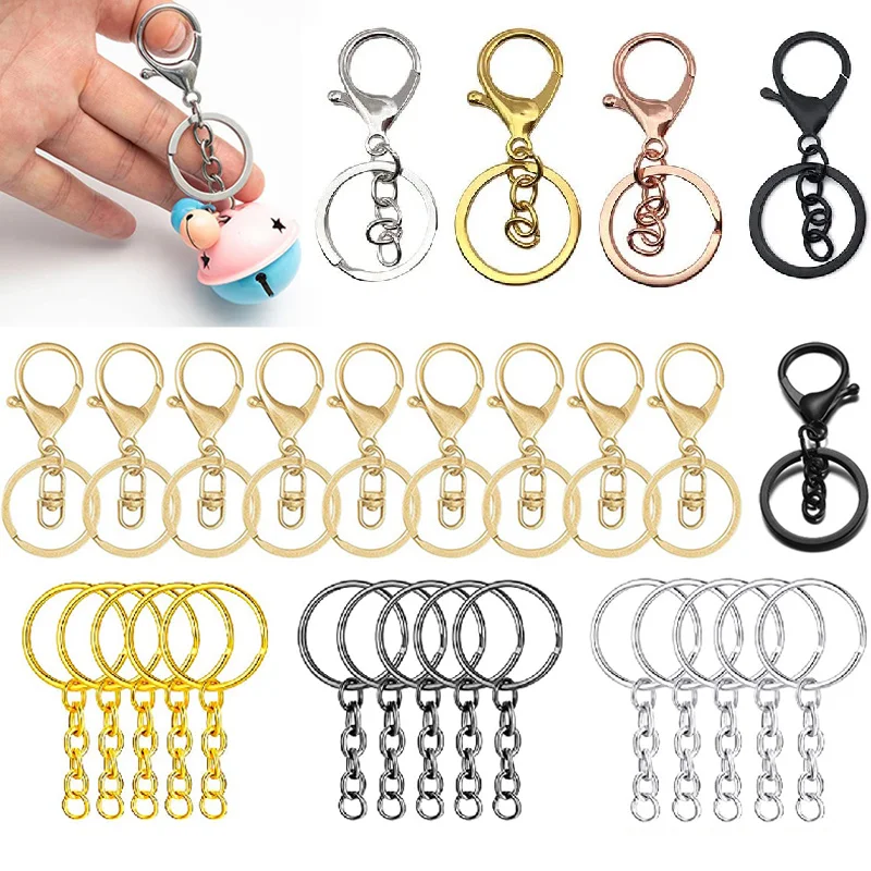 30Pcs Lobster Claw Clasps Key Chain Swivel Clasps Hook Clips Jump Ring Lobster Clasps Key Ring Loop for DIY Craft Jewelry Making