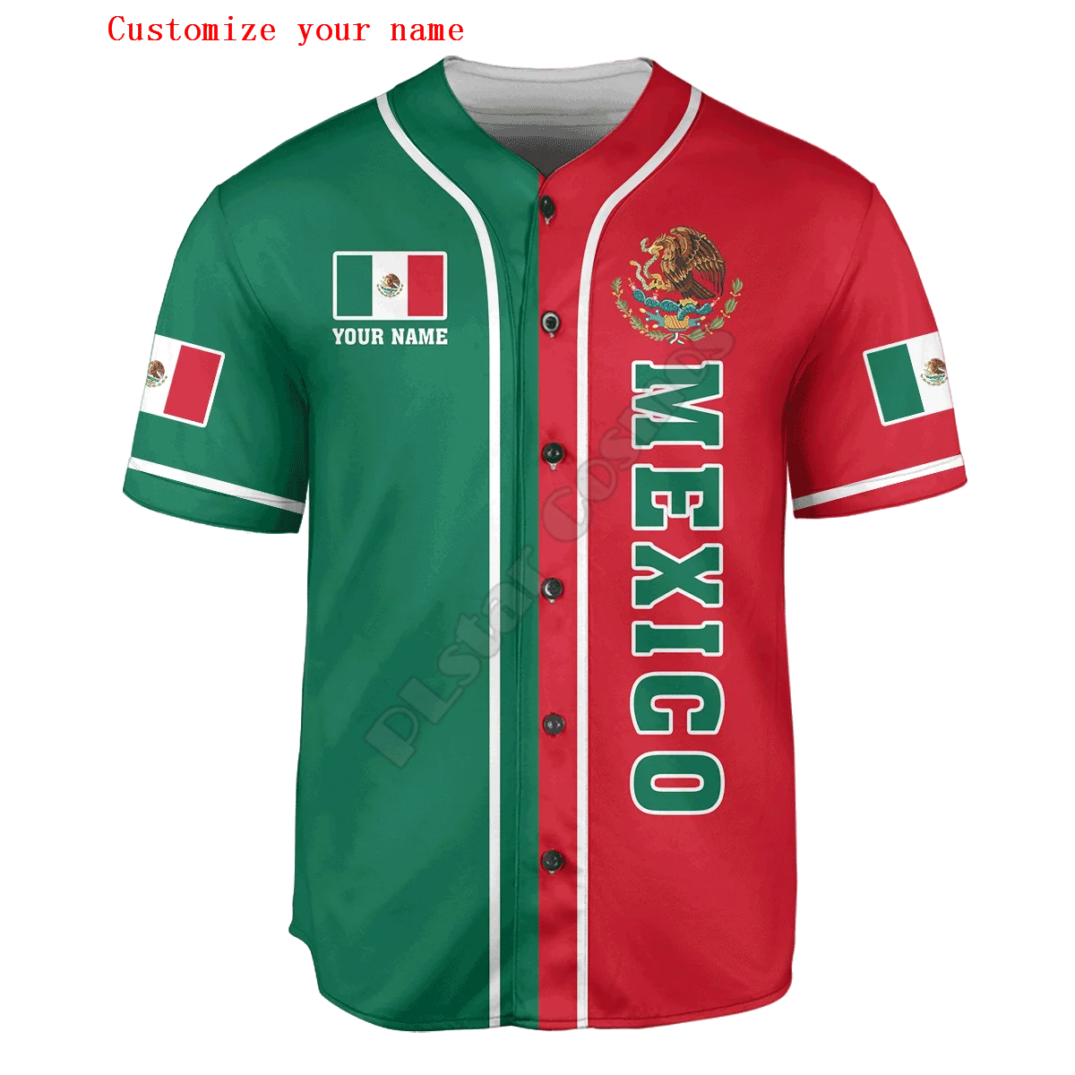 Mexico Half & Half Customize Your Name Baseball Jersey Shirt Baseball Shirt 3D Printed Men's Shirt Casual Shirts hip hop Tops
