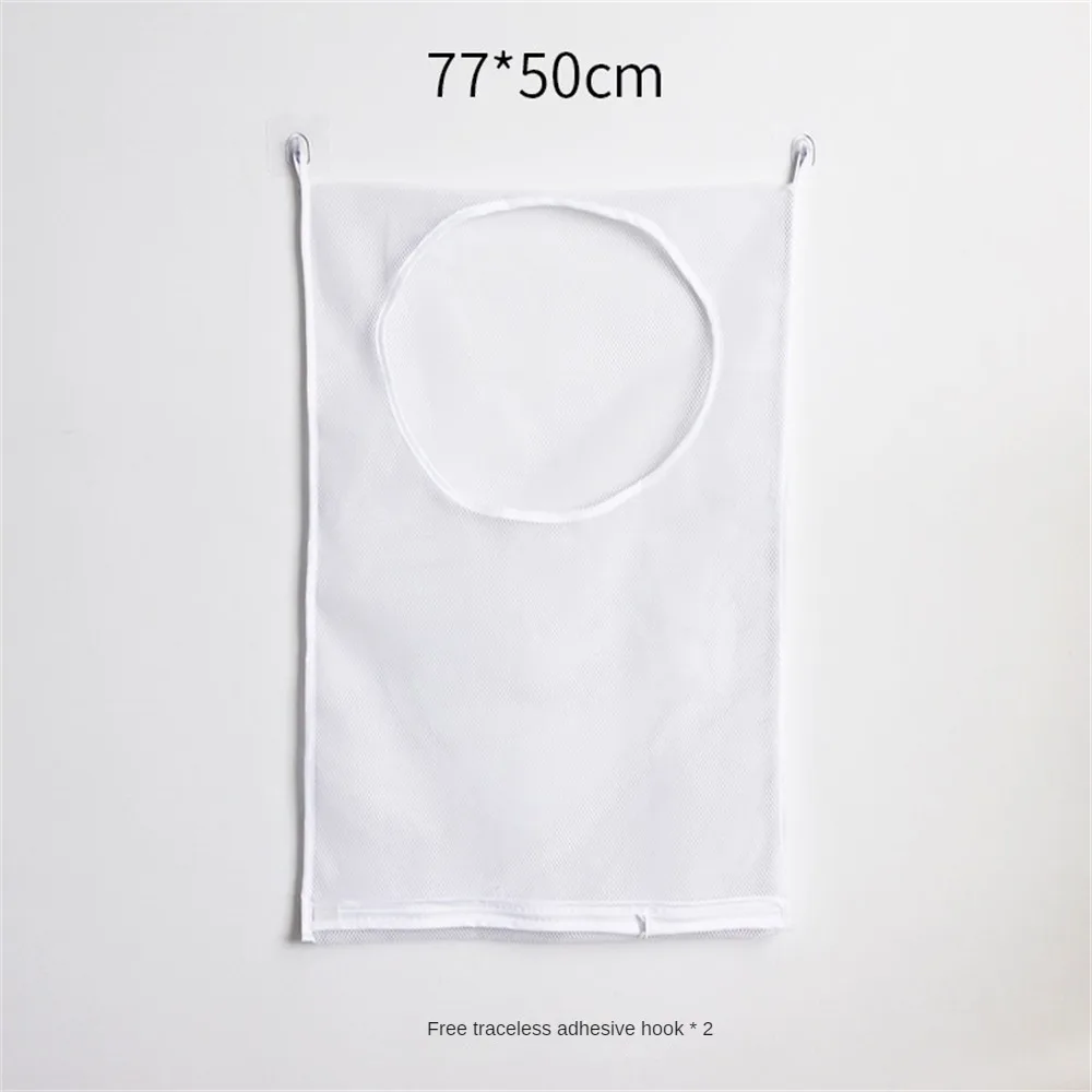 

Hanging Net Bag with Sticker Wall-mounted Laundry Basket Dirty Clothes Storage Basket Bathroom Organzier Mesh Bag Laundry Hamper